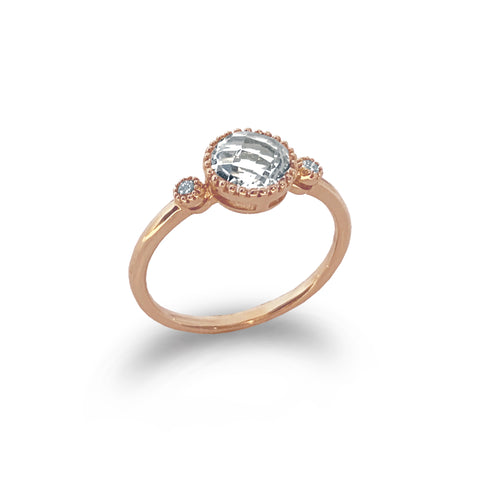14k gold diamond white topaz designer stackable ring MR45625
