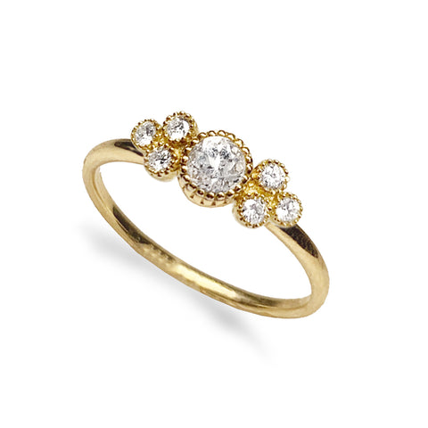Anel de solitário de topázio branco de anel de ouro 14k MR47142