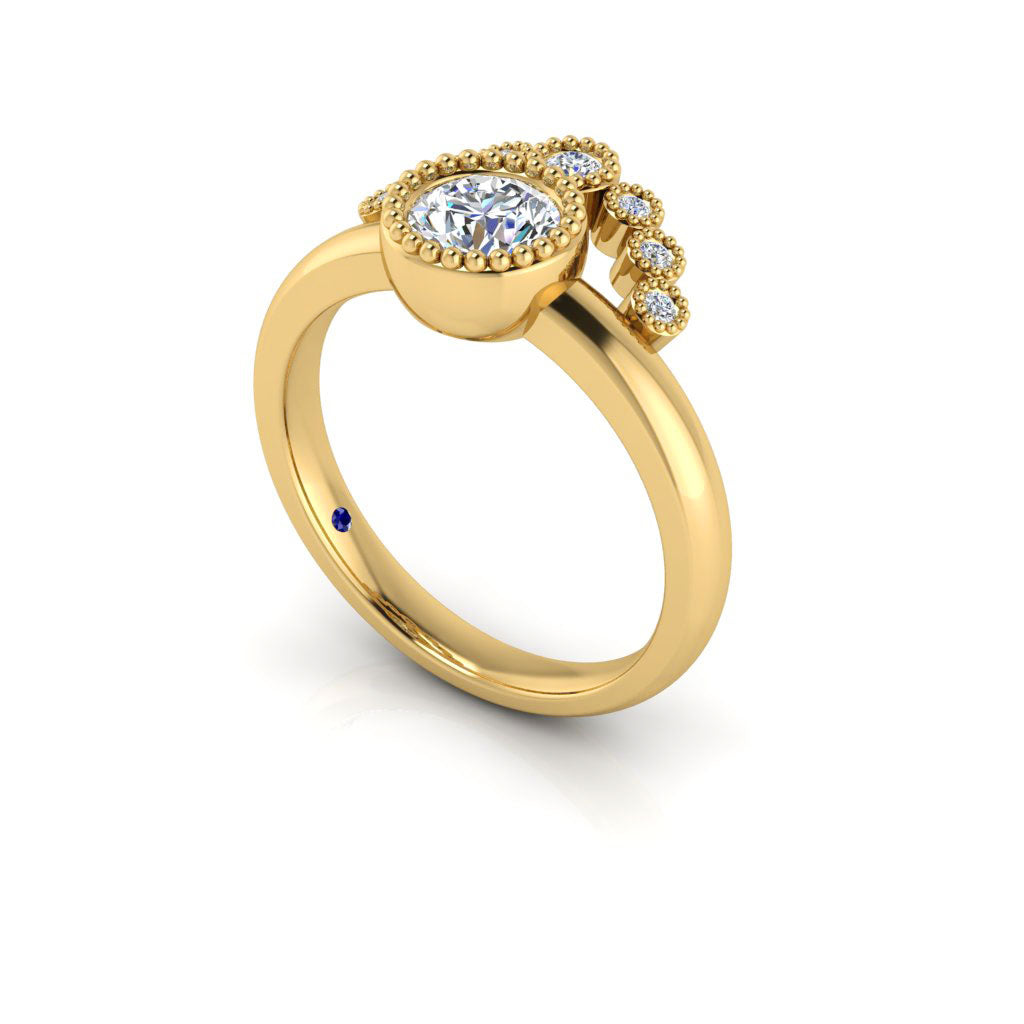 Anel de semi montagem de diamante em estilo art déco em ouro 14k MR4661