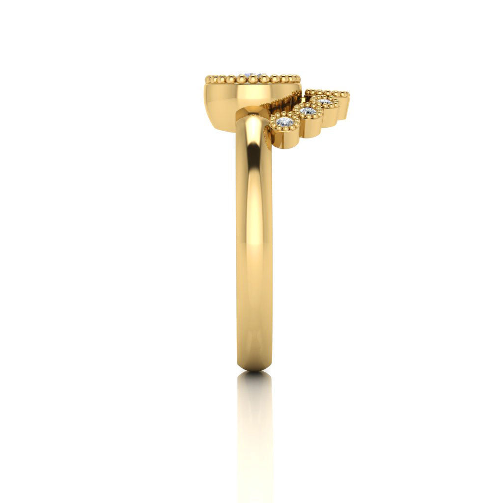 Anel de semi montagem de diamante em estilo art déco em ouro 14k MR4661
