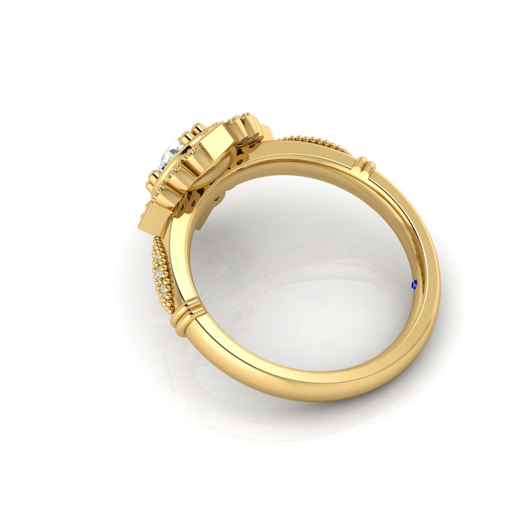 14k Gold Art Deco Inspired Diamond Semi Mount Ring MR4711