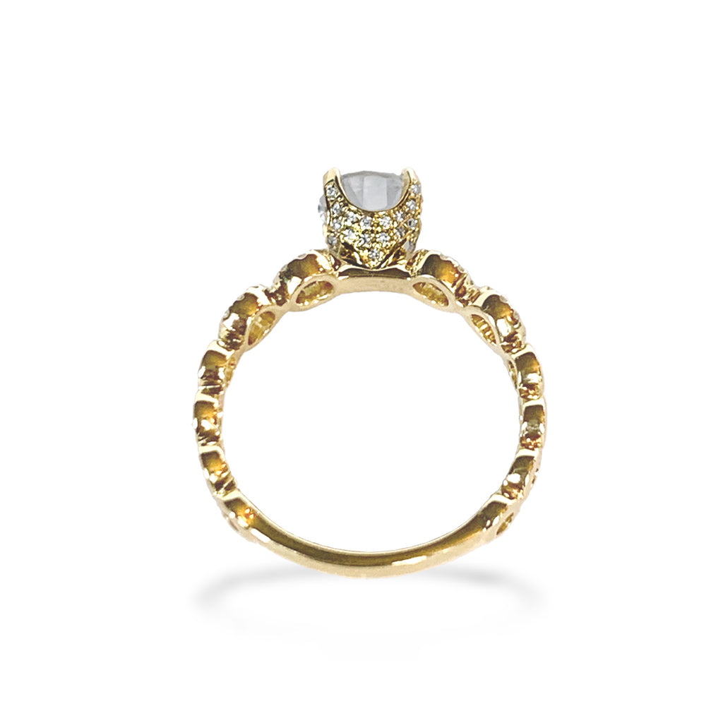14k gold modern white topaz diamond solitaire ring MR47141