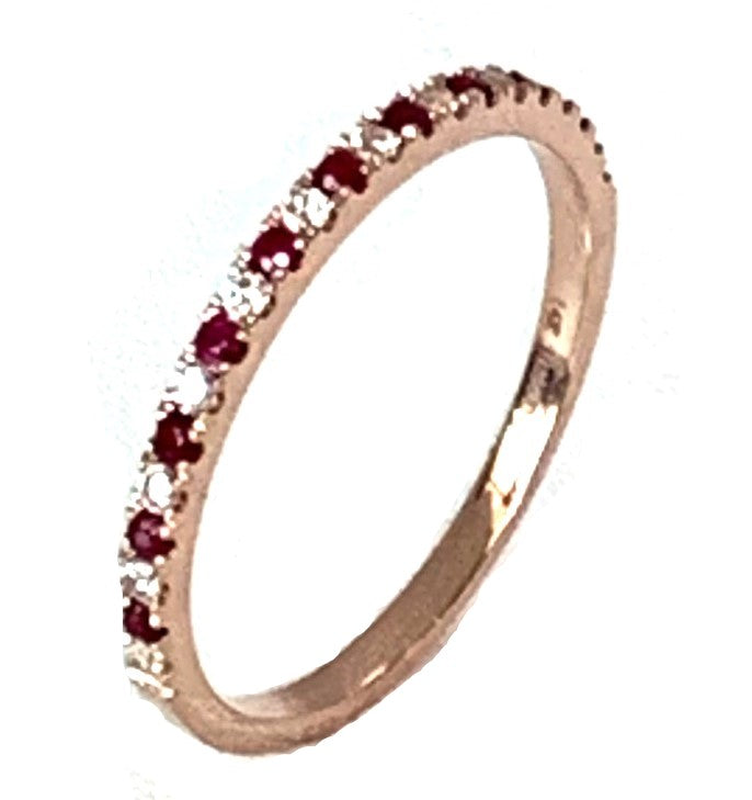 14k gold 1/2 eternity diamond & emerald fashion stack ring MR4862DE
