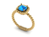 14k beaded gold swiss blue topaz fashion ring MR4988