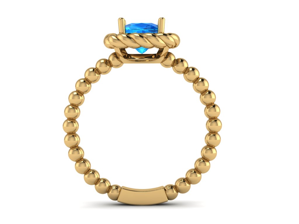 14k beaded gold swiss blue topaz fashion ring MR4988
