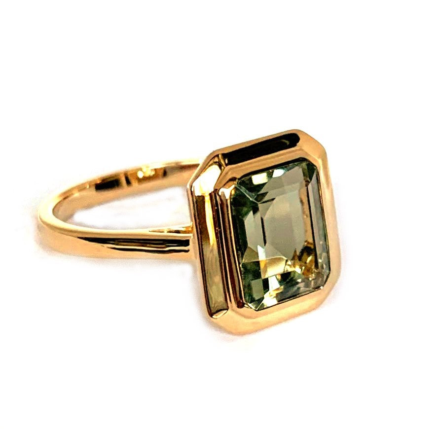 14k gold emerald cut green amethyst fashion ring MR5065GAM