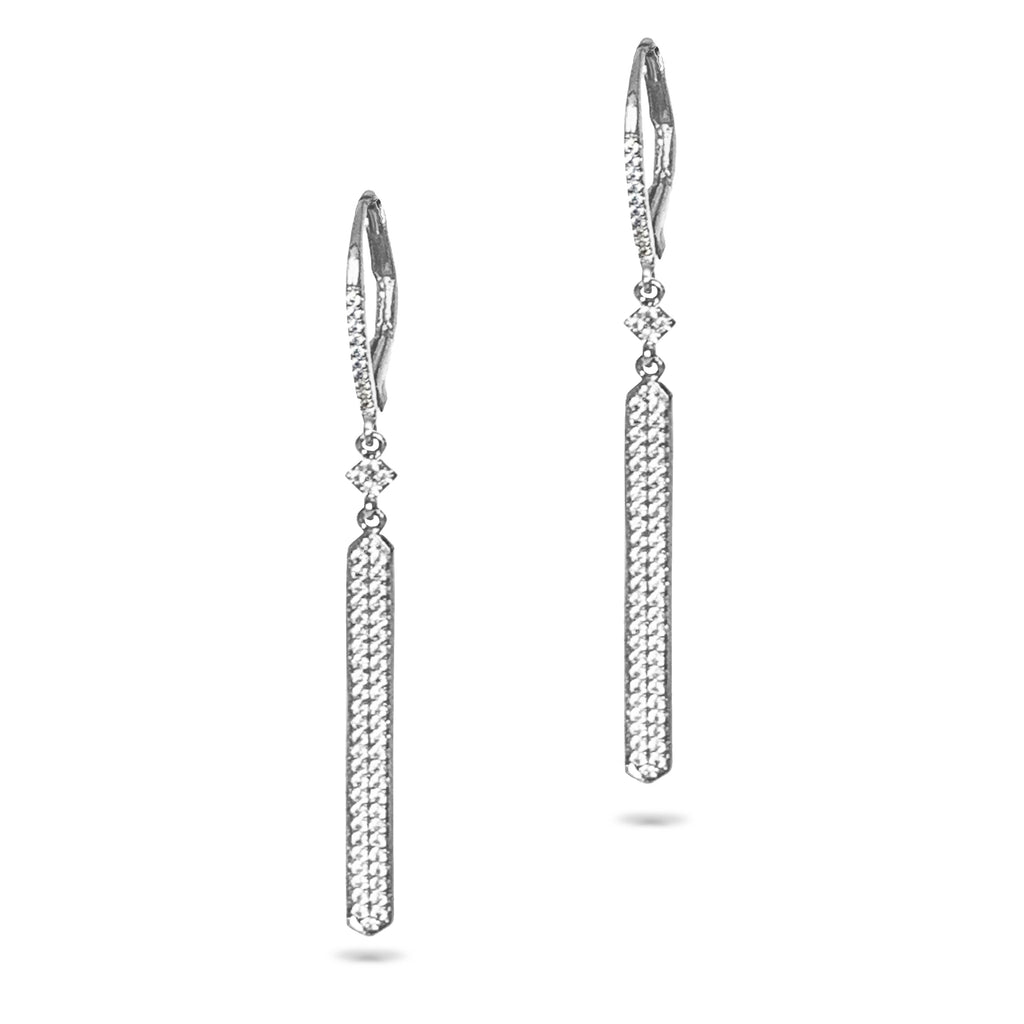 14k Pave Diamond Bar Dangle Earrings ME23726