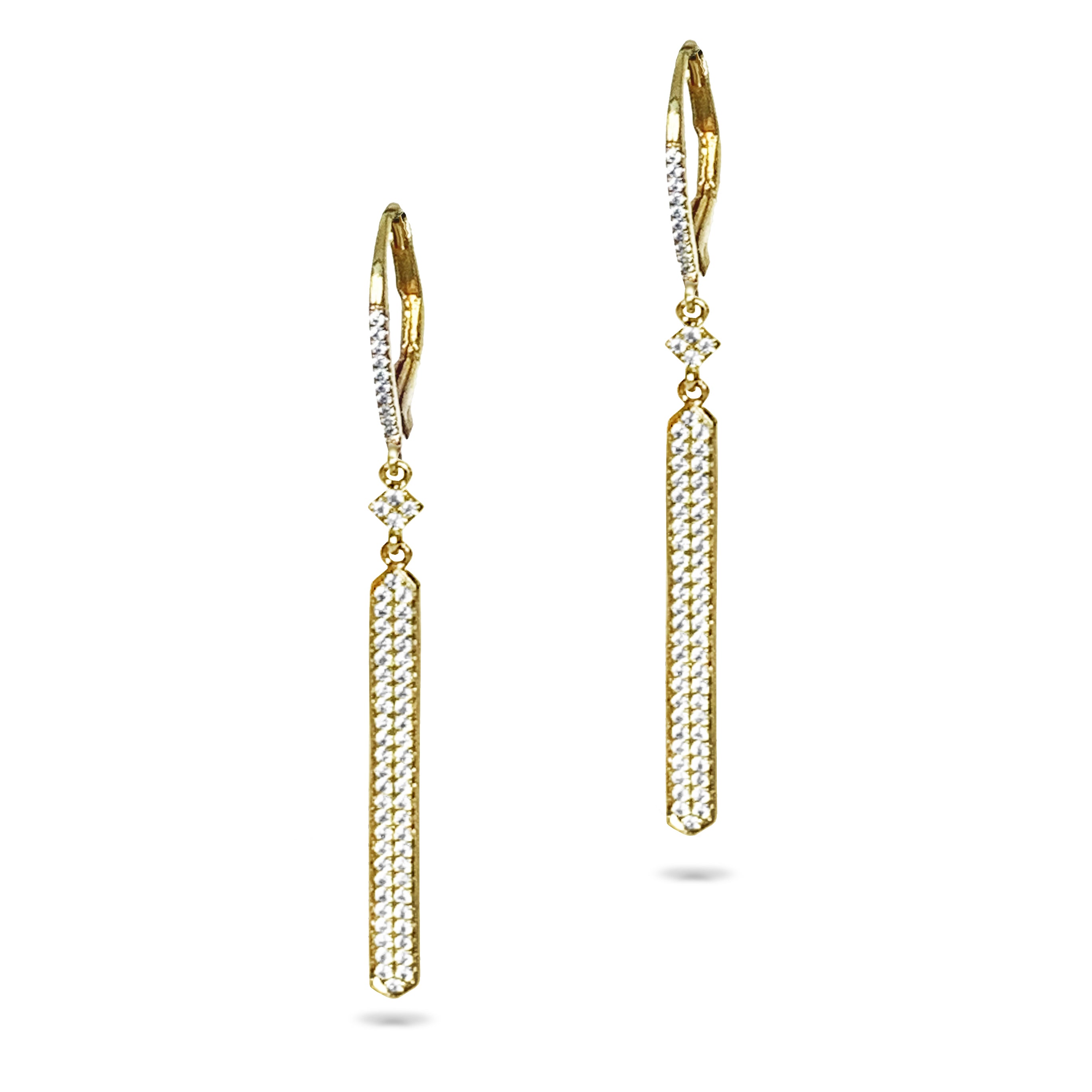 MATEO♦14Kミニダイヤモンドバーバイパスピン 14k Pave Diamond Bar Dangle Earrings ME23726 – Velvet Radical