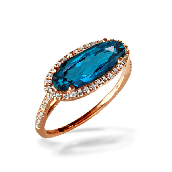 14k gold oval london blue topaz ring MR4640