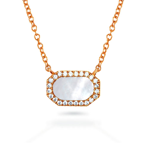 14k Gold Art Deco Mother of Pearl Diamond Earrings ME24913