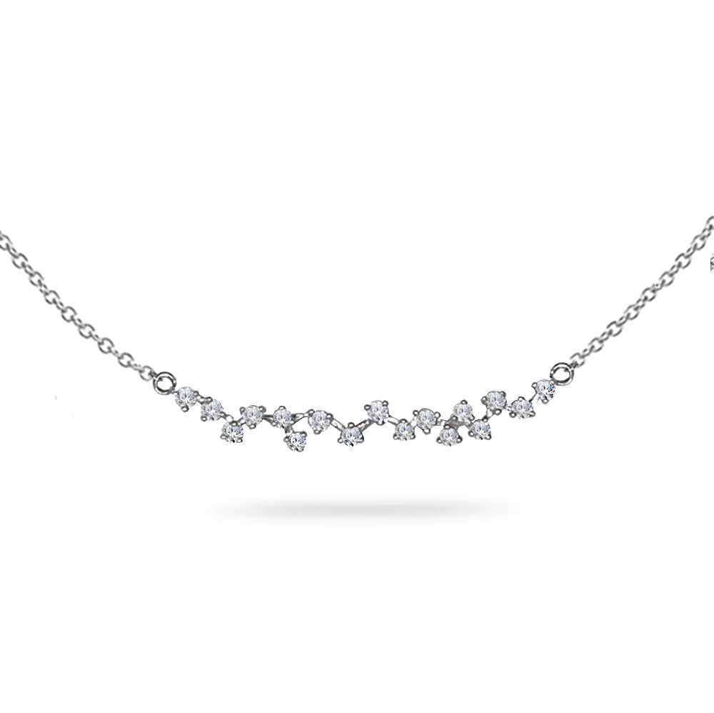 14k Gold Curved diamond bar necklace N4061