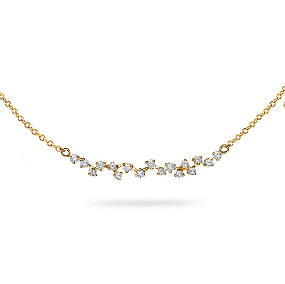 Collar de barra de diamantes curvados en oro de 14k N4061