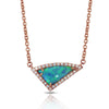 14K Gold Diamond Irregular Triangle Black Opal Necklace ON1BOP