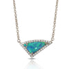 14K Gold Diamond Irregular Triangle Black Opal Necklace ON1BOP