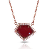 14K Polygon Ruby Diamond Necklace  ON2DBRR