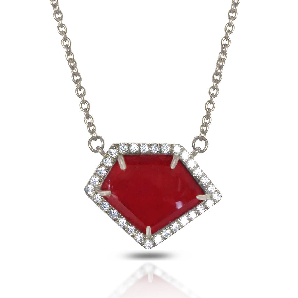 14K Polygon Ruby Diamond Necklace  ON2DBRR