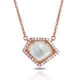 14K Polygon Mother of Pearl Diamond Necklace ON2WMP