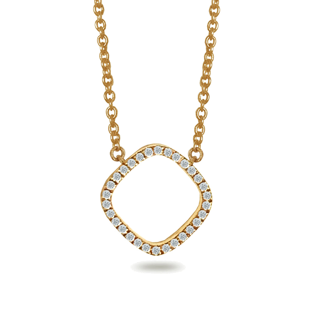 14k Gold cushion diamond pave necklace ON3D