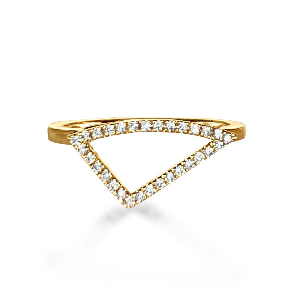 Anel de moda diamante geométrico de ouro 14k OR1D