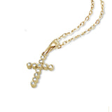 Colgante de cruz con bisel de diamantes delicados en oro de 14 quilates P25267