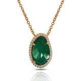 14K Oval Emerald & Diamonds Necklace P3956DE
