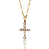 14K Gold Delicate Cross Diamond Necklace P43545