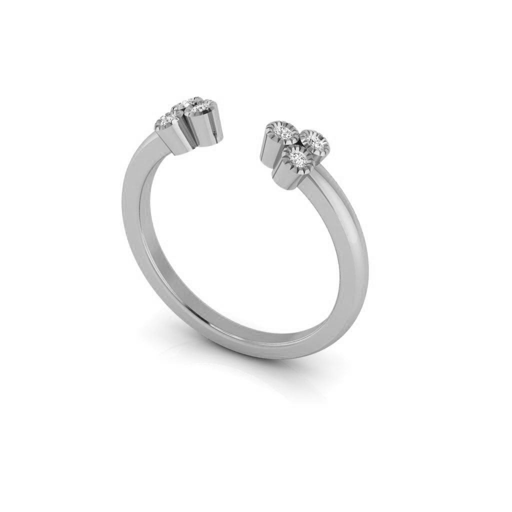 14k gold diamond fashion open 3 stone stack ring MR4891