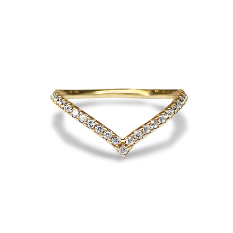 Anel de moda cruzado de diamante em ouro 14k MR42553