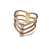 Diamante de ouro 14k em forma de V anel stack designer de moda R551618