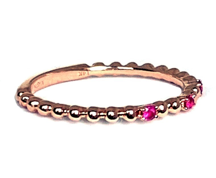 14k gold beaded ruby fashion stack ring SR38281R