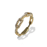 Elo de pavimentação de diamante de ouro 14k anel de pilha da moda SR43401
