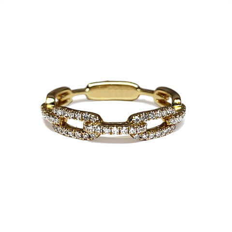 Banda fashion SR43729 com diamante ondulado em ouro 14k