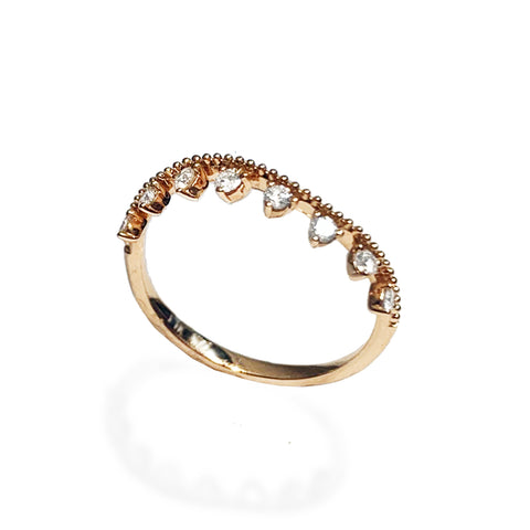 Círculo de ouro 14k pavimenta diamante moda pilha anel SR45821