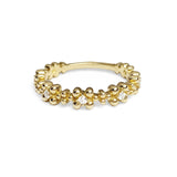 14K Gold Flower Motif Diamond Wedding Band Stack Ring SR45048