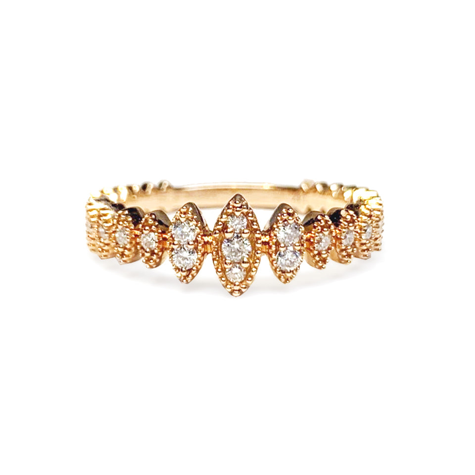 Anillo de pila de anillo de boda de diamantes marquesa de oro de 14k SR45051