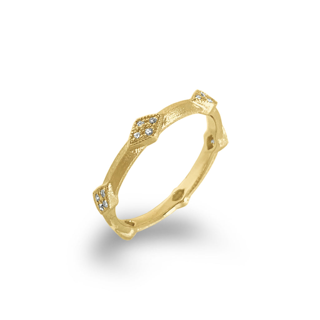 Anillo de oro cepillado de 14 quilates con diamantes de moda SR45185