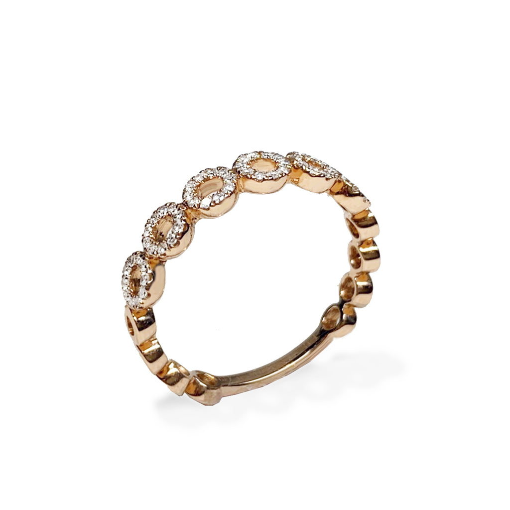 Anillo de pila de moda con diamantes pavimentados en círculo de oro de 14k SR45821
