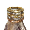 Aliança de diamante em ouro escovado 14K e anel de pilha SR45184