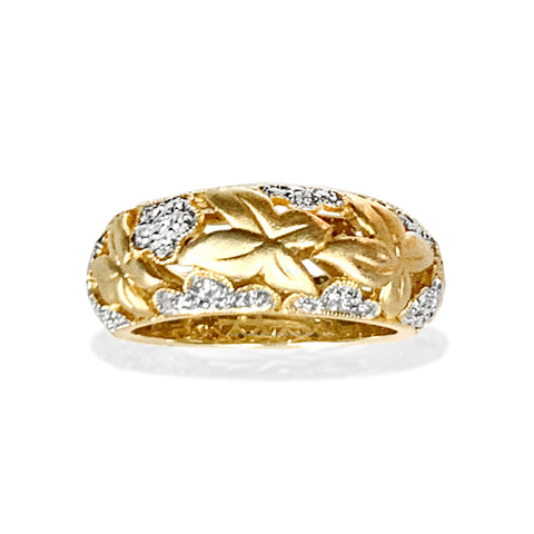 Anel de pilha de diamante com contas de ouro 14k SR38281