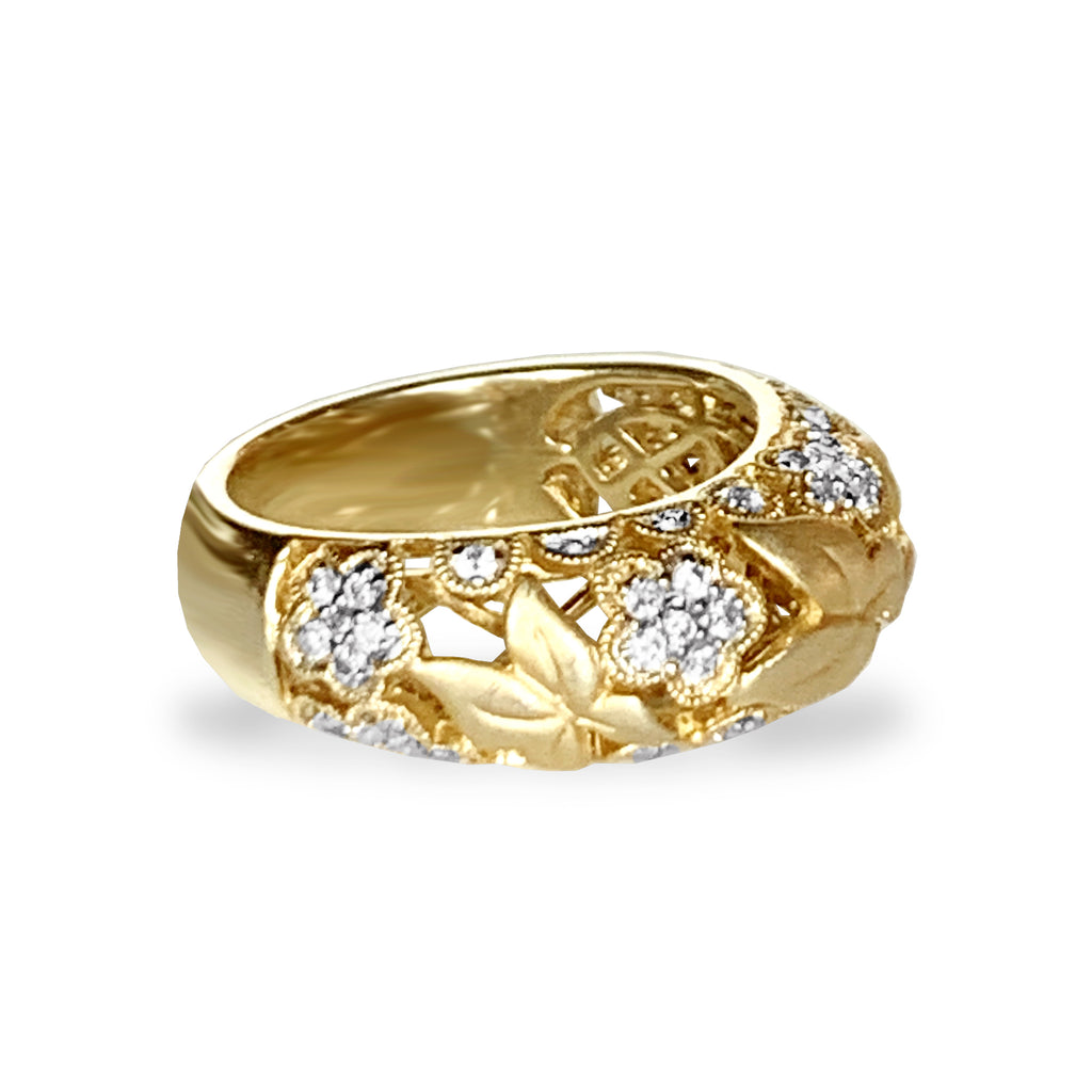 Banda de diamante vintage milgrain em ouro 14k WB470
