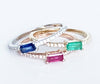 14k gold baguette emerald & diamond designer fashion stack ring MR4863DE