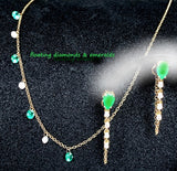 14k floating emerald & diamond necklace MN71749E