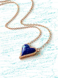 14k Heart lapis halo diamond necklace MN00056