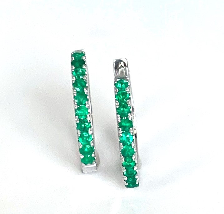 14K gold emerald mini hoop earrings ME2420E