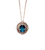 14k gold art deco oval london blue topaz necklace MN45088