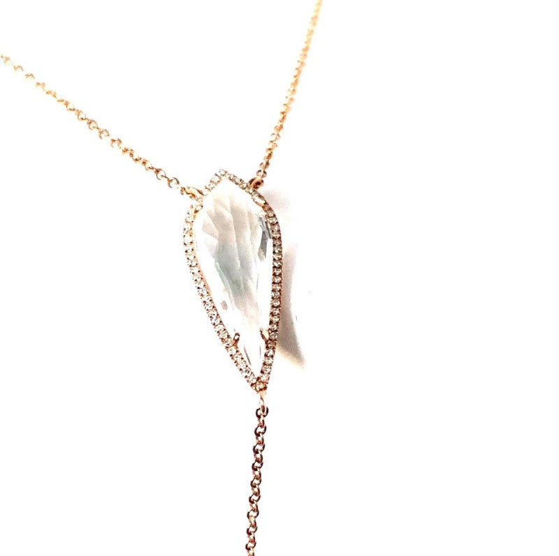 14K kite white topaz & diamond lariat necklace MN71598WT