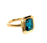 14k gold emerald cut london blue topaz pendant MP3478LBT